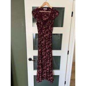 Reformation burgundy printed midi dress